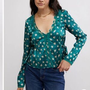 NWOT Free People Field Of Roses Top